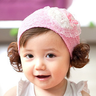  包邮天猫圣诞季 韩国儿童发饰 花朵蕾丝婴幼儿儿/假发发带 宝宝