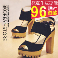 女<span class=H>鞋</span> 凉<span class=H>鞋</span> 磨砂牛皮 防水台鱼嘴<span class=H>鞋</span> <span class=H>厚底</span>立体粗跟高跟<span class=H>鞋</span>H2