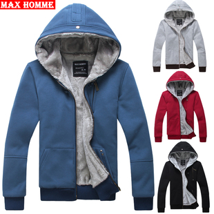  Max Homme冬装男士外套 修身连帽卫衣 加绒卫衣 男 开衫卫衣 加厚
