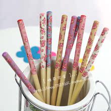 出口日本可爱小碎花竹筷/田园风格玫瑰花环保结婚筷子-5双套装