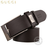 特价促销◆<span class=H>GUCCI</span>/古驰 百搭款方扣 休闲时尚男士皮带 棕P38