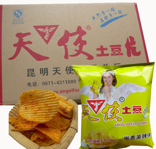 云南特产食品 薯片 天使土豆片 椒香麻辣味 18克*60包/箱 包邮