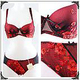 韩国进口文胸内衣幻色花朵红套装