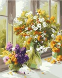 ZY特价 DIY数字油画【窗台 花瓶】40*50|60*80手绘装饰画