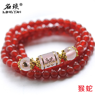  开光红玛瑙六度六合巳申禅定佛手链蛇年属蛇猴旺事业加强版