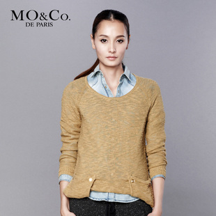 MO&amp;Co. 摩安珂正品 2011新品 M111JEY09百搭纯色套头圆领针织衫