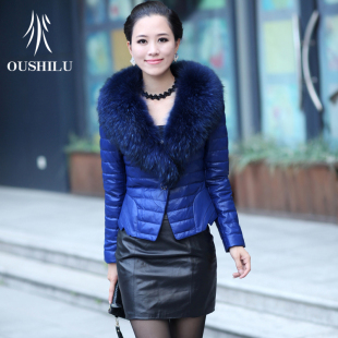  欧诗璐 海宁皮衣 真皮羽绒服 女 短款 时尚欧美真皮外套新款