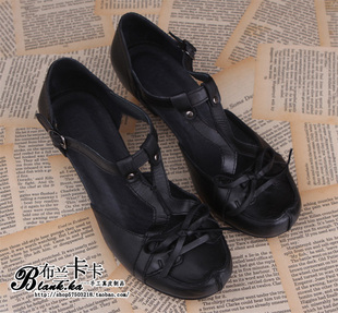  阿卡布兰卡卡夏装新款旅程中最需要手工纯皮中跟系带凉鞋D08509