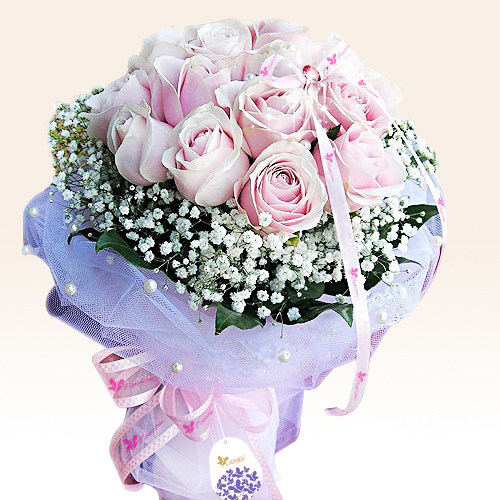 12朵粉玫瑰 全国鲜花速递 南京/武汉/杭州/上海花店 快递生日礼品