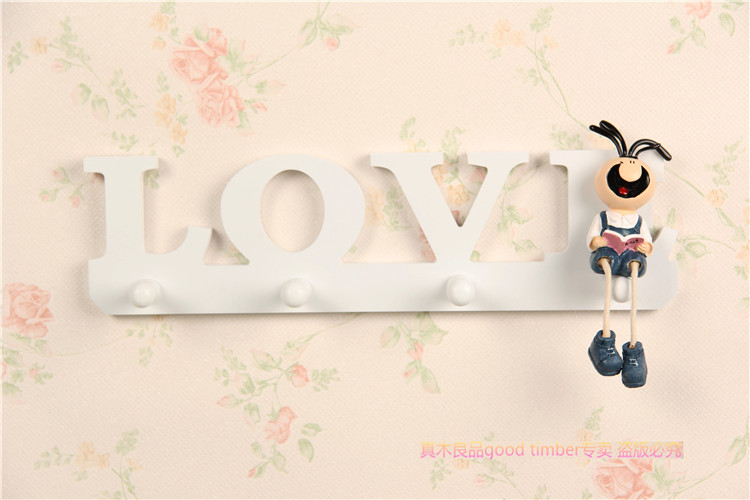 Special Offer Simplicity solid wood Korean Countryside fashion LOVE Wall hanging Hanger rack Towel rackin the Home accessories , Mural category - from Buy2taobao.com to provide professional Taobao agent buy service