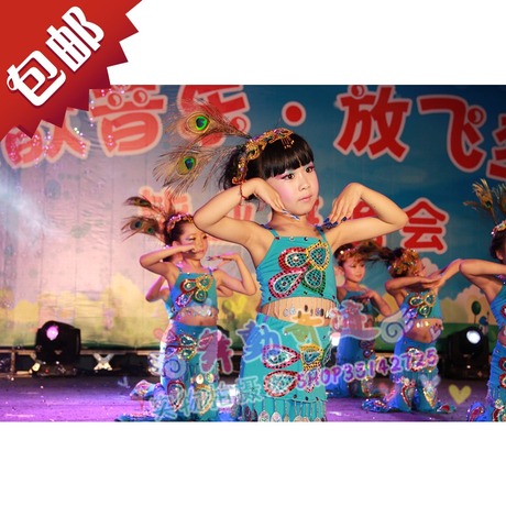 新款 儿童傣族舞蹈演出服 彩云之南民族表演服
