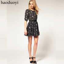Haoduoyi 2012 распечатать из шифона платье в юбке на звезды ремень 6 метров