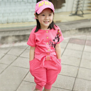 包邮！菲妮宝贝2012夏装韩版童装 女童短袖<span class=H>运动</span>套装正反两面穿