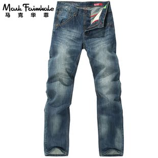  限时268 马克华菲 男装新款做旧直筒时尚休闲牛仔裤
