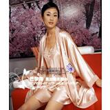 100%桑蚕丝 真丝睡衣 家居服 珊目尔绣花和服吊带裙睡袍套SM9605