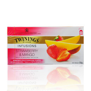  英国TWININGS川宁红茶-草莓香芒(25片)水果茶PK立顿迪尔玛亚曼