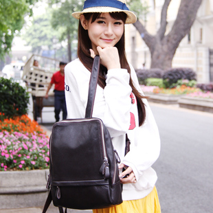  可爱淑女时尚真皮双肩包女式包韩版潮休闲牛皮双肩背包学院风包邮
