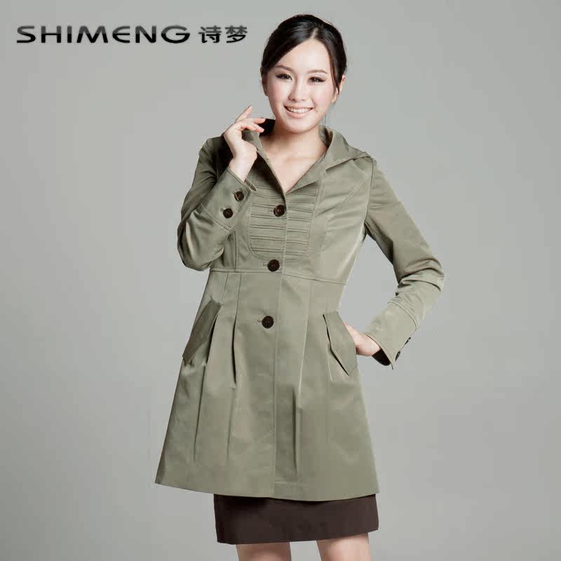 诗梦<em>品牌女装</em> 2012春秋<em>风衣</em>女外套 韩版修身收