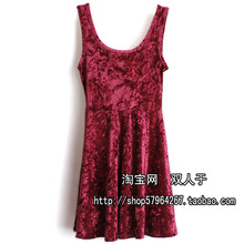 飞搜宝贝强力推荐2012新款 女装 春季<span class=H>新品</span> 欧美 LELE同款灯芯绒迷你背心连衣裙