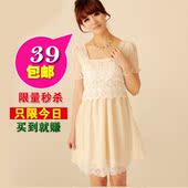 包邮!  2012 new spring dress female Shu yards short sleeve lace chiffon dress summer temperament
