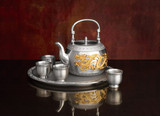 [非典精品]皇家泰芝宝正品授权泰国锡器TS022A(配锡盘)金龙凤茶具