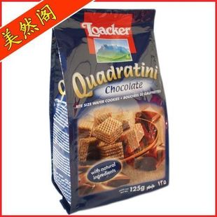  意大利进口 特产零食品 莱家Loacker 粒粒威化饼 125g 黑巧克力味
