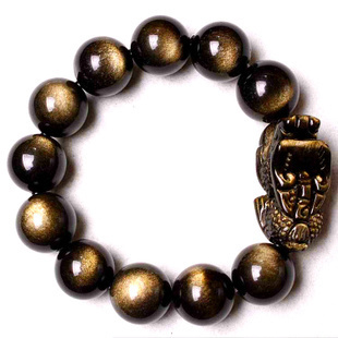  淘金币 【琛銮】二折包邮天然黑曜石天然金曜石貔貅手链