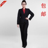 藏蓝色宽条纹女职业套装 女工装条纹 女条纹职业装/套装 包邮