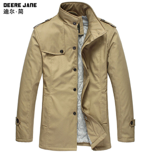  迪尔简男装夹克 男修身英伦中长款立领夹克 男士春秋厚休闲外套潮