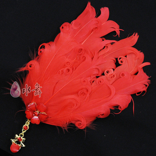  新娘边夹头饰 结婚纱配饰 日韩式水钻发饰 珍珠卷红羽毛发夹饰品