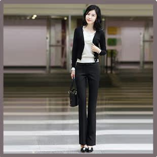  春夏新款职业OL西装裤微喇吧裤休闲裤工装裤正装裤女长款