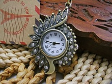 Clásico reloj de bolsillo reloj de bolsillo patrón de la vendimia, nostalgia, verde pequeño bronce reloj de bolsillo [59040]