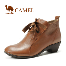 清仓特卖！系带魅力 camel皮骆驼正品 女鞋 女靴子 短靴高跟真皮