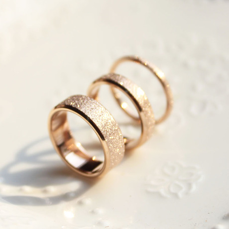 新款玫瑰金磨砂戒指女韩版时尚简约百搭尾戒关节戒食指钛钢饰品-淘宝网