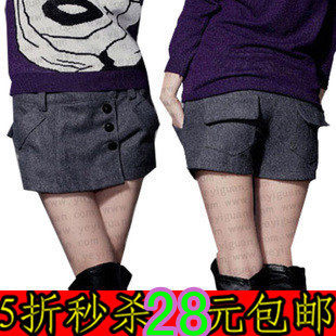 包邮 2012新款韩版大码 高腰毛呢 短裤 秋冬 女 靴裤女秋冬裙裤