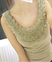 2011新款秋装 韩版女装玫瑰花立体修身蕾丝吊带小背心打底工