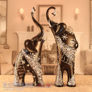  家居饰品 欧式摆设 树脂钻石大象摆件对象 新房婚房摆件 工艺品