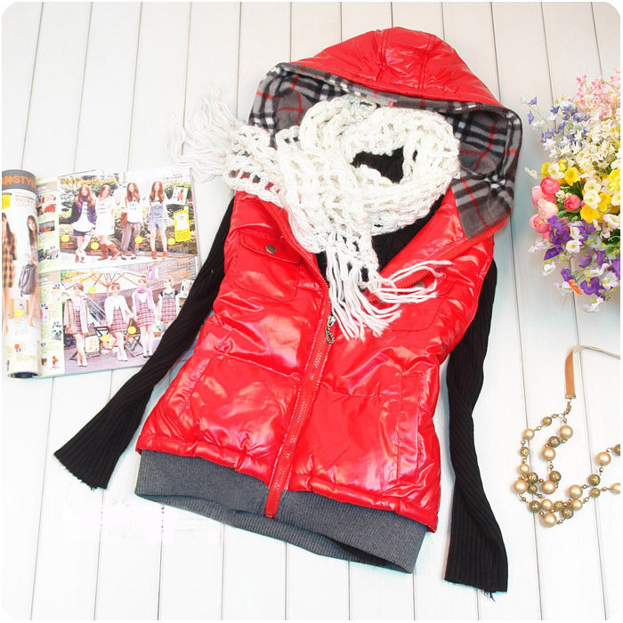 爆款,韩国加厚棉带帽<em>小马甲</em>,格领保暖棉马夹韩