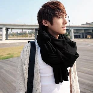 韩版男款超长披肩两用保暖围巾 
