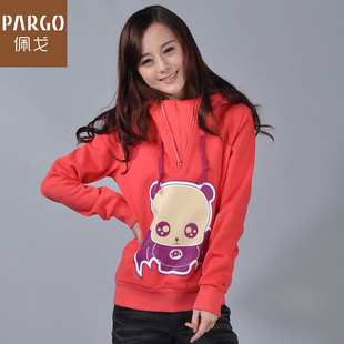  【秋装】特pargo新款女装多色个性宽松抓绒套头连帽卫衣503