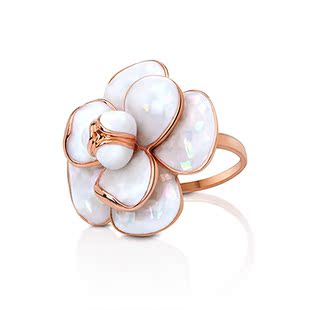  静风格 茉莉香气 韩国进口 珍珠母贝戒指 女 浪漫花朵 优雅气质