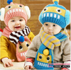 韩版男女童儿童帽子毛线，帽婴儿护耳帽宝宝，帽子围巾两件套装