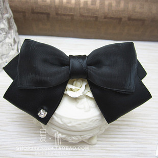 日韩版手工原创头花，发卡顶夹弹簧缎带蝴蝶结发饰品，唯美黑色甜美