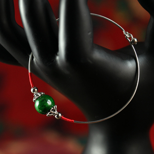  民饰族人 手工原创 苗银细手环 碧眼01144