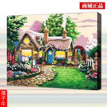 数字油画包邮特价diy手绘结婚画客厅装饰风景画情侣三联童话小屋