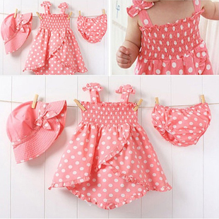 Baby summer new girls baby sling skirt three piece suit summer child Princess skirt dress