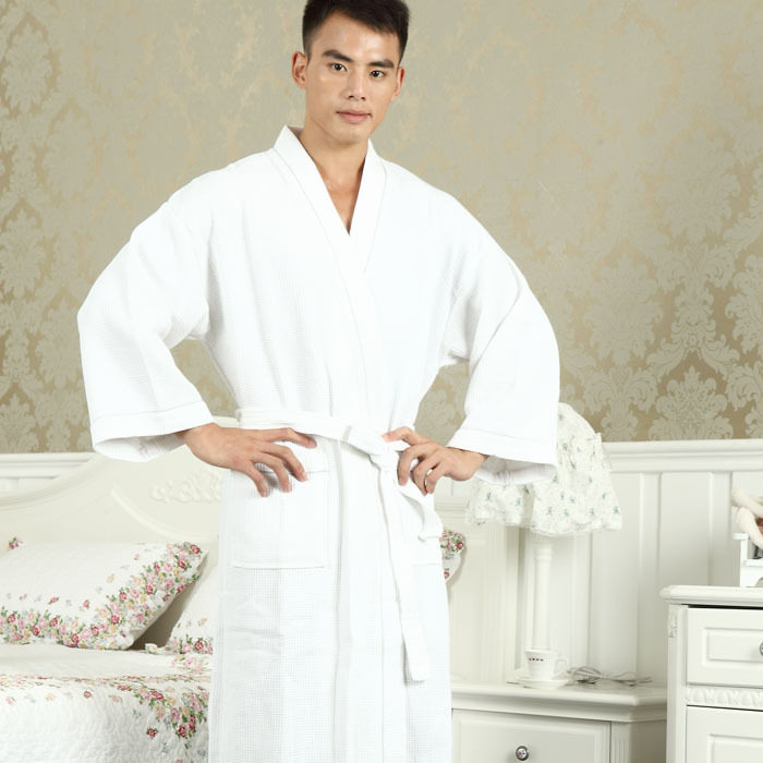 皇冠！夏季款 男式和服浴袍 纯棉华夫格面料睡袍 浴衣 浴袍