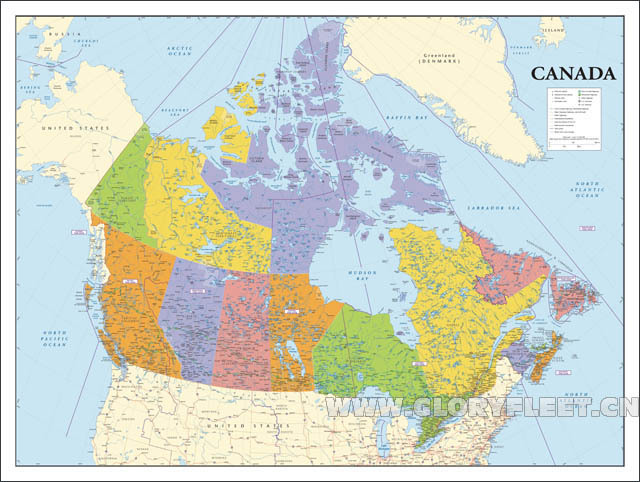 加拿大地图 canada 英文版 布画芯 办公室 教室地图大堂别墅装饰