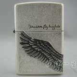 皇冠专柜正品芝宝打火机 <span class=H>ZIPPO</span> 韩版做旧 古银 飞的更高 天使之翼
