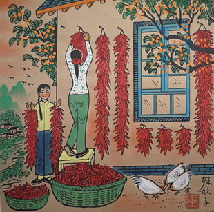 <em>辣妹子</em>农村女孩挂辣椒农家乐院子装饰送礼品物